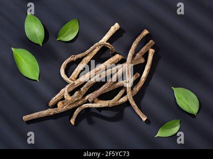 Medicinal Valerian acts as a sedative agent, relaxing the nervous system - Valeriana officinalis Stock Photo