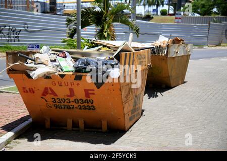 salvador, bahia, brazil - january 25, 2021: buckets to collect rubble from a construction site in the city of Salvador. Stock Photo