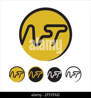 non-fungible token NFT ledger emblem, trademark; symbol, design, sign, mark, figure, stamp, monogram; insignia, crest, seal, coat of arms, badge, hall Stock Vector