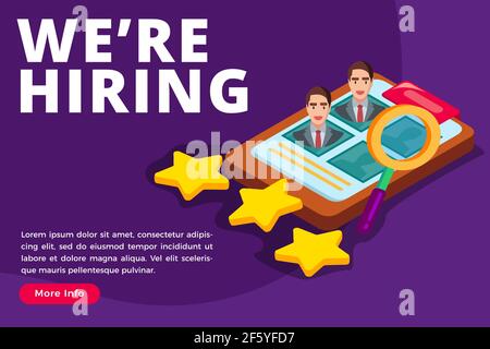 hiring and recruitment employee concept vector isometric illustration Stock Vector