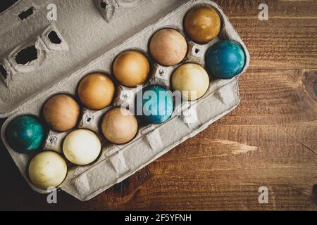 Naturally Dyed Easter Eggs Stock Photo