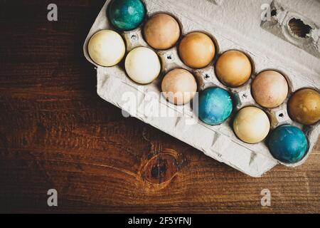 Naturally Dyed Easter Eggs Stock Photo