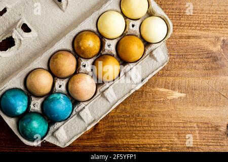 Naturally Dyed Easter Eggs Stock Photo