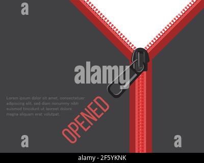 Zipper opened template design on illustration graphic vector Stock Vector