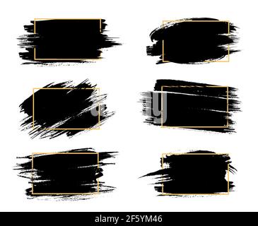 Grunge frames isolated vector rectangular borders with black rough scratched edges. Grungy vintage old texture, dirty spatter vignettes, retro design Stock Vector