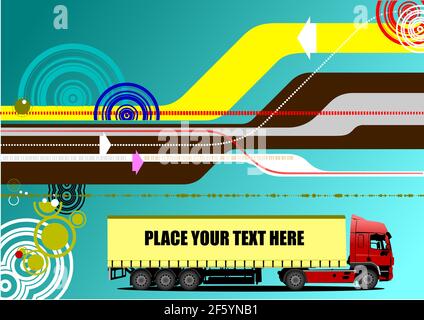 Abstract hi-tech background with truck image. Vector 3d illustration Stock Vector