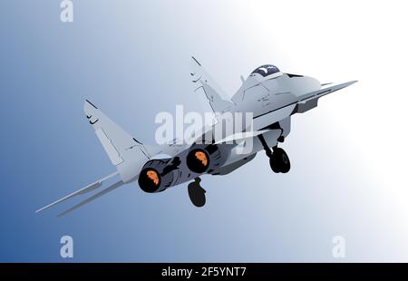 Combat aircraft. Colored 3d vector illustration for designers Stock Vector