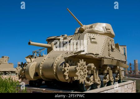 A USA General Grant Tank on display at the El Alamein War Museum in Egypt. This tank was used during the Western Desert campaign of World War Two. Stock Photo