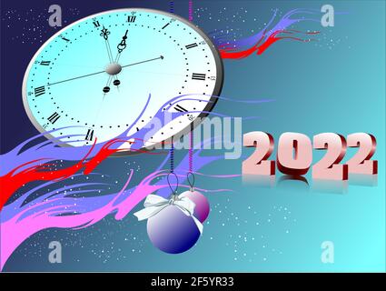 Christmas - New Year background with 2022 3d image. Vector Stock Vector