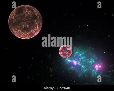 Flame Fractal Art Planets Galaxies Stock Photo