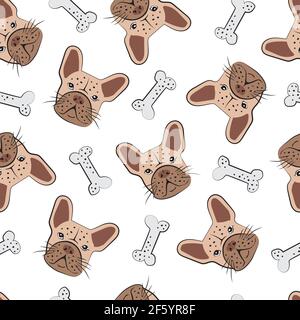 Childish seamless pattern with cute french bulldog. Creative texture for fabric, textile Stock Vector