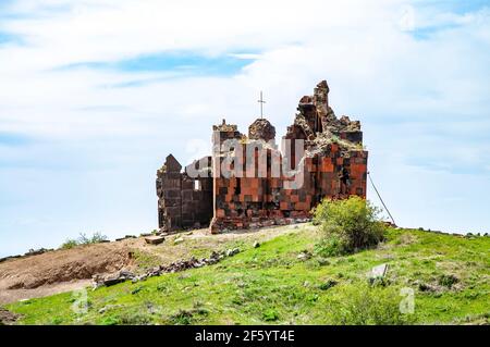 Ruins of the Amenaprkich (All Savior) Armenian apostolic church at the Havuts Tar monastery in Armenia Stock Photo