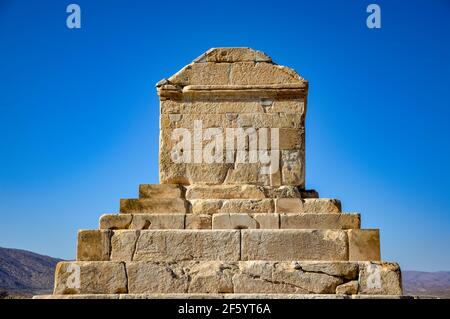 Tomb of Cyrus the Great, the founder of the Achaemenid empire in ancient Peria, in Pasargadae, Iran Stock Photo