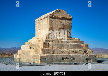 Pasargadae, Iran. Tomb of Cyrus the Great, the founder of Achaemenid empire in ancient Persia Stock Photo