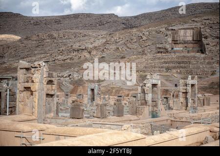 Ruins of Persepolis, the ceremonial capital of ancient Persia, located near Shiraz in Iran Stock Photo
