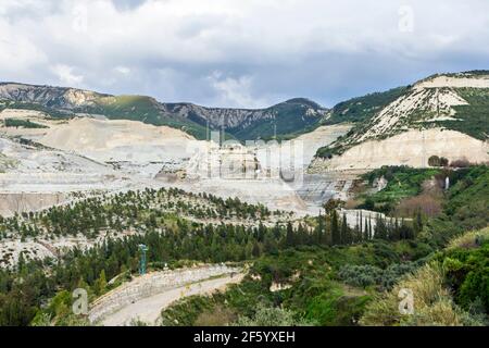 Badbhoun cement quarries in Chekka town, Koura district, Lebanon Stock Photo