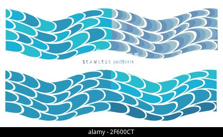 Stylized blue waves and drops on a light background Stock Vector