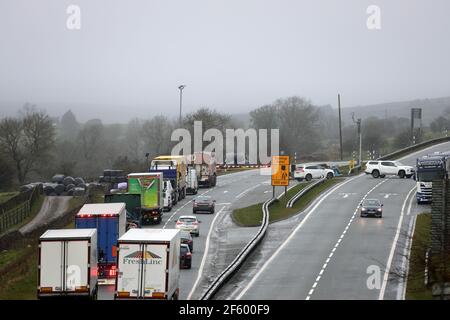 a66 bowes county durham uk 29th march 2021 uk weather the a66 is closed between bowes in county durham and brough in cumbria after a hgv was blown over by strong winds a66 bowes county durham uk 29th march 2021 uk weather the a66 is closed between bowes in county durham and brough in cumbria after a hgv was blown over by strong winds