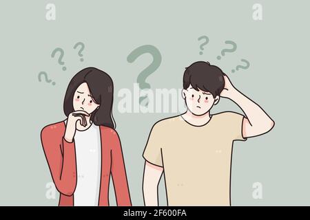 Doubt, asking questions, uncertain concept Stock Vector