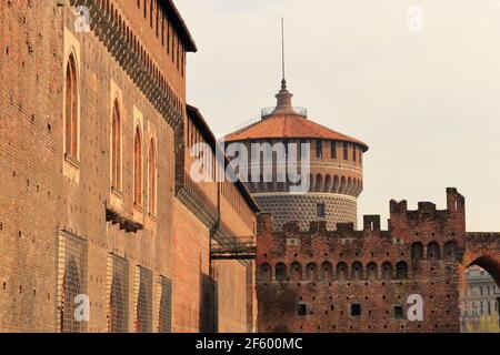 View of the Castello Sforzesco, Milan, Italy Stock Photo