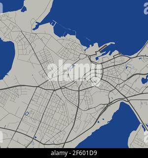 Vector map of Tallinn, Estonia, State of Estonia. Street map poster illustration. Tallinn map art. Stock Vector