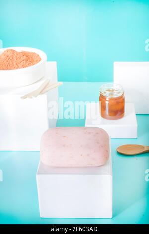 Soap with red clay, rosemary and honey Stock Photo