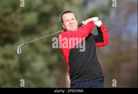 Simon Ledger tees off the 9th at Vale Royal Abbey Golf Club, Cheshire, following the easing of England's lockdown to allow far greater freedom outdoors. Picture date: Monday March 29, 2021. Stock Photo