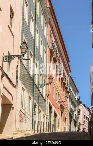 A vibrant street in Lisbon, Portugal Stock Photo