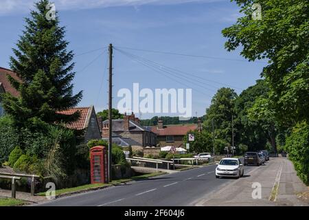 Street scene in summer in the pretty village of Gilling East, Yorkshire, UK Stock Photo