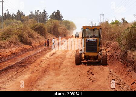 NEAR MALINDI, KENYA, AFRICA - Road construction in Africa Stock Photo