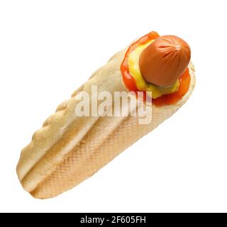 Francês Estilo Coreano França Milho Cachorro Gamja Hotdog Vestida No Prato.  Horizontal Foto de Stock - Imagem de gourmet, frite: 265033826