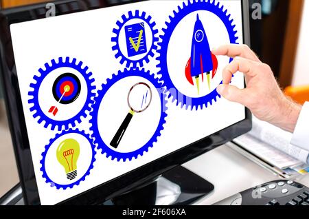 Business process concept shown on a computer screen Stock Photo