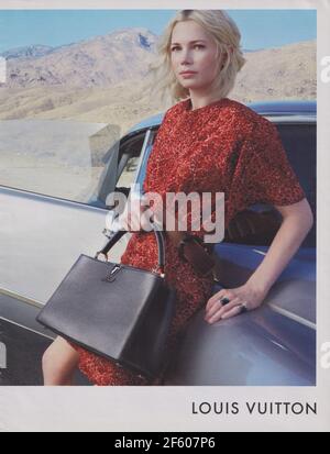 poster advertising Louis Vuitton handbag with Michelle Williams actress in  paper magazine from 2015, advertisement, creative advert from 2010s Stock  Photo - Alamy