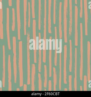 Linear geometric broken stripe seamless vector pattern background. Varied mix of pastel ochre coarse painterly brush stroke striped backdrop. Hand Stock Vector