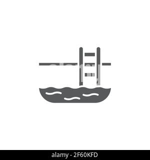 Swimming pool with ladder icon isolated on white background. Set icons colorful square buttons. Vector Illustration Stock Vector