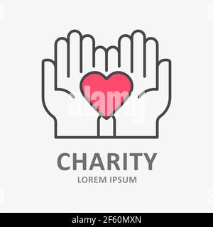 Charity line icon. Vector illustration. Sign of solidarity, help, care. Stock Vector