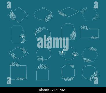Plant nature frame set. Decor botanical element. Stock Vector