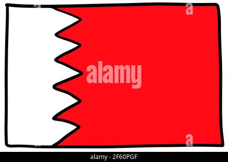 Bahrain flag Doodle Hand drawing sketch simple vector illustration  Stock Vector