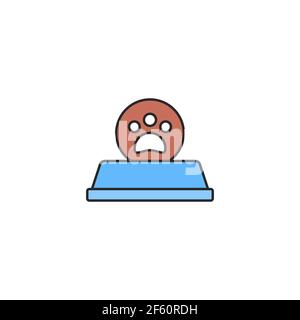 Pet food bowl for cat or dog icon isolated on white background. Dog or cat paw print. Set icons colorful square buttons. Vector Illustration Stock Vector