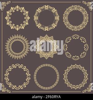 Vintage Big Set of Round Vector Patterns Stock Vector