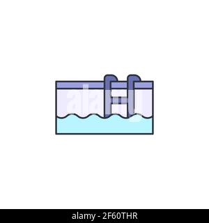 Swimming pool with ladder icon isolated on white background. Set icons colorful square buttons. Vector Illustration Stock Vector