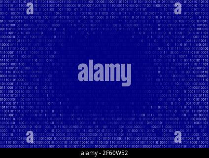 Gradient fall off binary code screen listing table cypher, blue, vector background Stock Vector