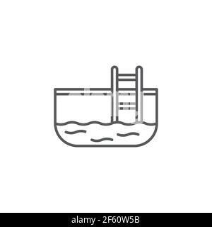 Swimming pool with ladder icon isolated on white background. Set icons colorful square buttons. Vector Illustration Stock Vector