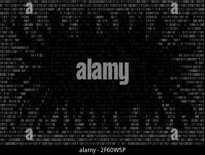 8-bit old computer game dark cave screen from binary code cypher, black, vector background Stock Vector