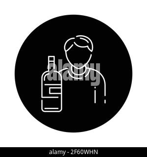 Alcoholic father color line icon. Family problems. Psychological addiction. Sign for web page, mobile app, button, logo. Editable stroke Stock Vector