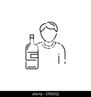 Alcoholic father color line icon. Family problems. Psychological addiction. Sign for web page, mobile app, button, logo. Editable stroke Stock Vector