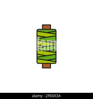 Sewing thread on spool icon isolated on white background. Yarn spool. Thread bobbin. Set icons colorful. Vector Illustration Stock Vector