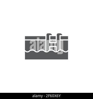 Swimming pool with ladder icon isolated on white background. Set icons colorful square buttons. Vector Illustration Stock Vector