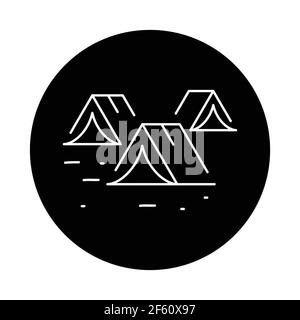 Illegal immigrants camping color line icon. Sign for web page, mobile app, button, logo. Editable stroke. Stock Vector