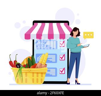 Ordering products online. Concept of online store. Stock vector illustration Stock Vector